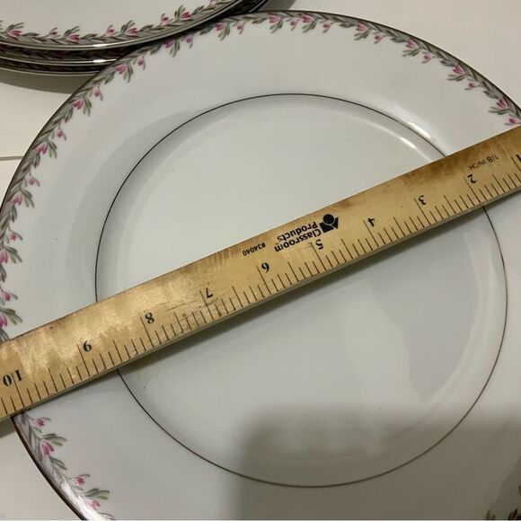 Vintage Noritake Petite #5507 Dinner Plates (4) 10-1/4" Circa 1950's Platinum G1 - Picture 5 of 6